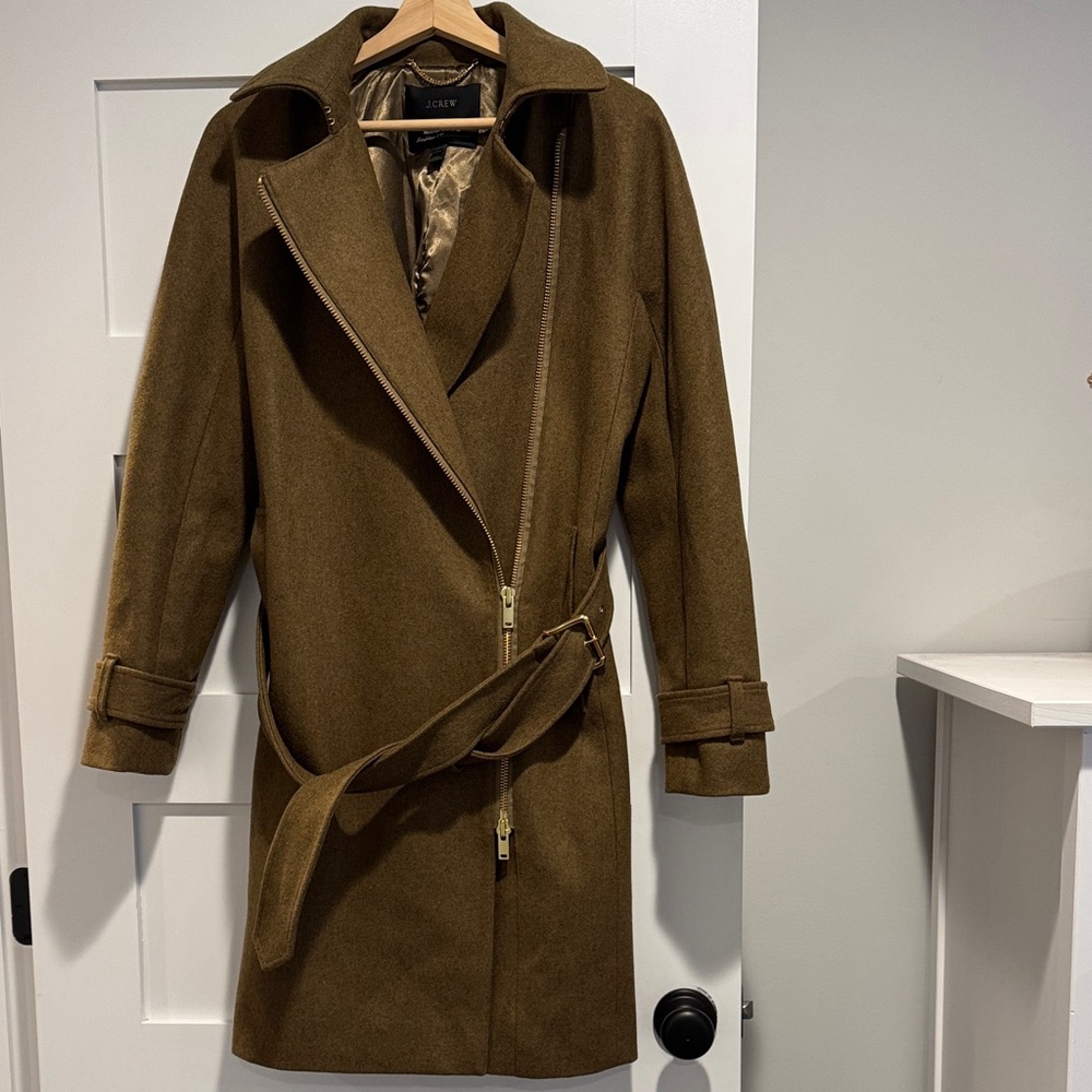 J. Crew Olive Green Belted Wool Coat